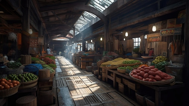 Frutta e verdura in un mercato della città vecchia