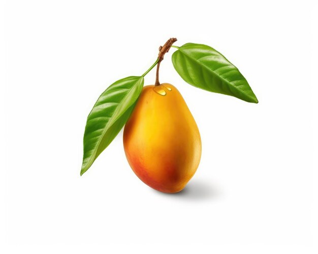 Frutta fresca del mango che vola nel colpo isolato dello studio del fondo bianco