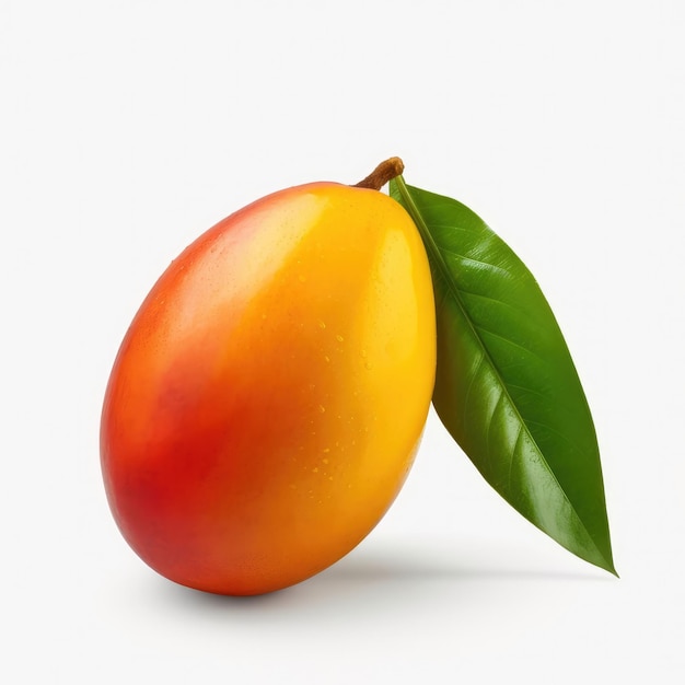 Frutta fresca del mango che vola nel colpo isolato dello studio del fondo bianco