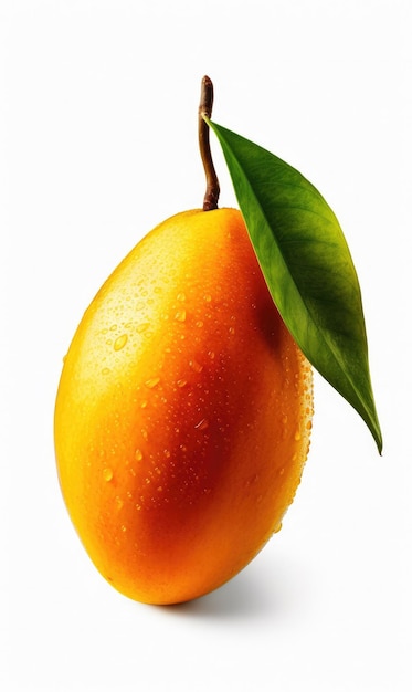 Frutta fresca del mango che vola nel colpo isolato dello studio del fondo bianco