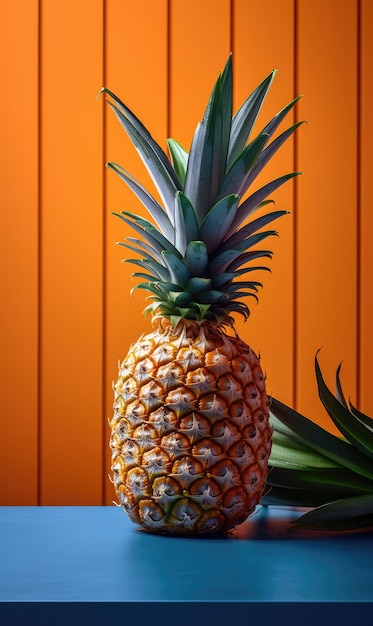 Frutta fresca dell'ananas che vola nel ristorante del fondo dello studio e nel fondo del giardino