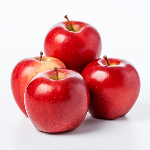 Frutta fresca di mele rosse AI su sfondo bianco