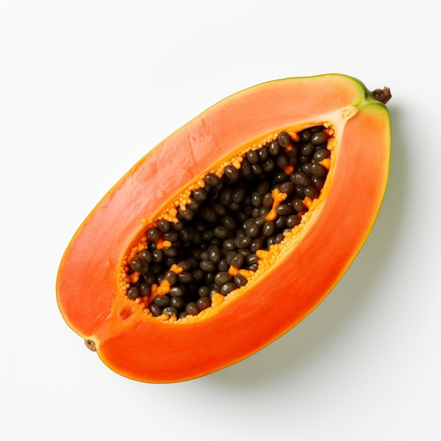 Frutta fresca di papaia AI su sfondo bianco