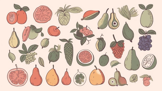 Frutta illustrazione vettoriale Doodle Set