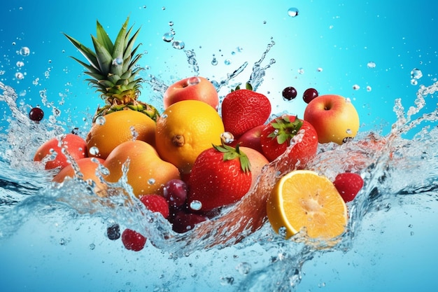 Frutta in una spruzzata d'acqua