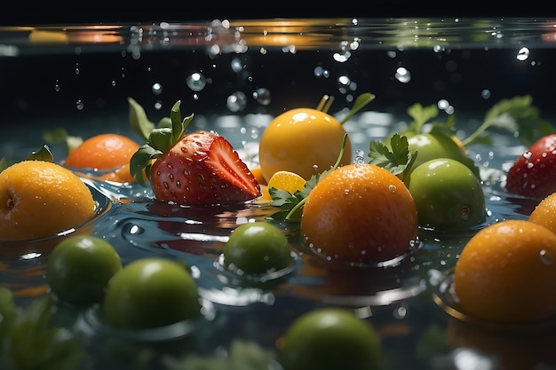 Frutta spruzzata in acqua