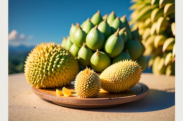 Frutta tropicale durian deliziosa frutta importata straniera costosa carta da parati durian sfondo