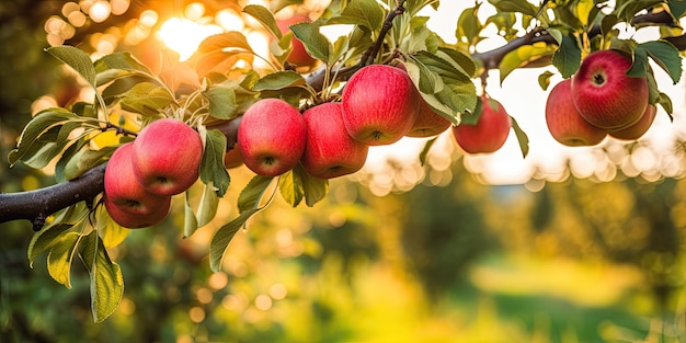 frutteto con meli che ondeggiano dolcemente nella brezza