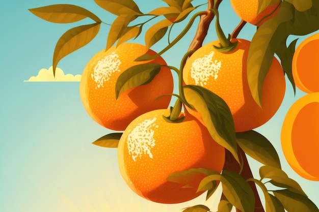 Frutti arancioni maturi su un albero di arancio al sole in verticale