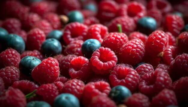 Frutti di bosco succosi in una ciotola colorata e salutare per uno spuntino estivo generata dall'intelligenza artificiale