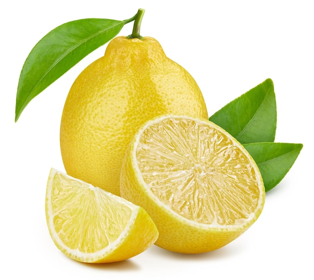 Frutti di limone isolati su sfondo bianco limone isolato con tracciato di ritaglio Ritocco di fascia alta