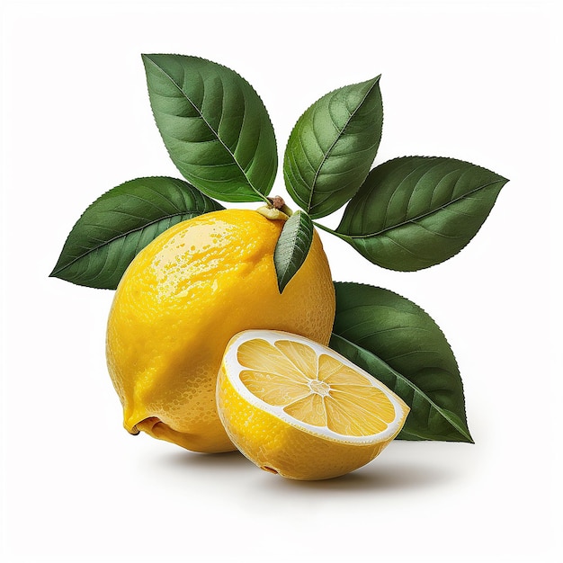 Frutti di limone su sfondo bianco IA generativa