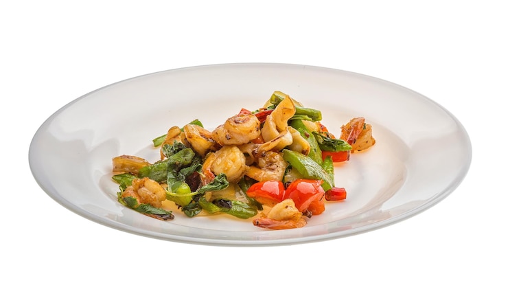 Foto frutti di mare con verdure