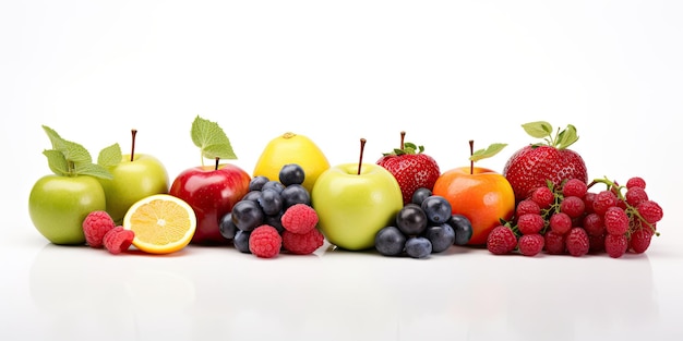 Frutti maturi appetitosi isolati su sfondo bianco Una bella e luminosa collezione di mele