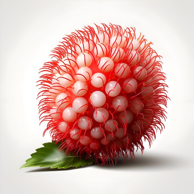 Frutto del rambutan isolato su sfondo bianco Illustrazione vettoriale realistica