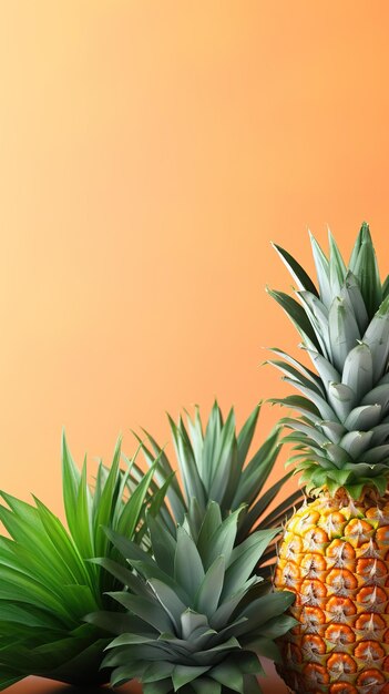 Frutto di ananas con foglia stelo cornice copia spazio generativo ai