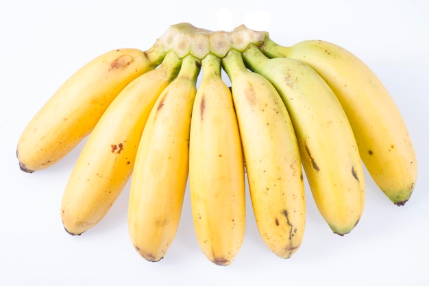 Frutto di banana isolato su sfondo bianco Musa paradisiaca