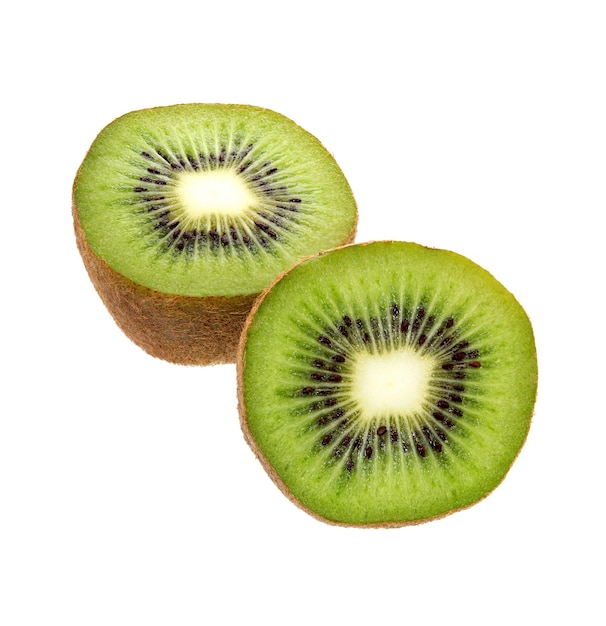 Frutto di kiwi isolato su superficie bianca