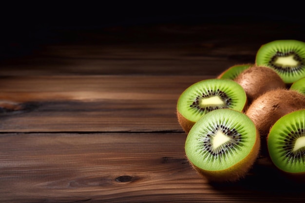 frutto di kiwi su sfondo di legno