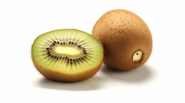 Frutto di kiwi tagliato a metà isolato su fondo bianco Frutto di Kiwi isolato su sfondo bianco