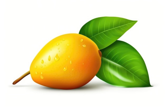 frutto di mango con foglie isolate su sfondo bianco