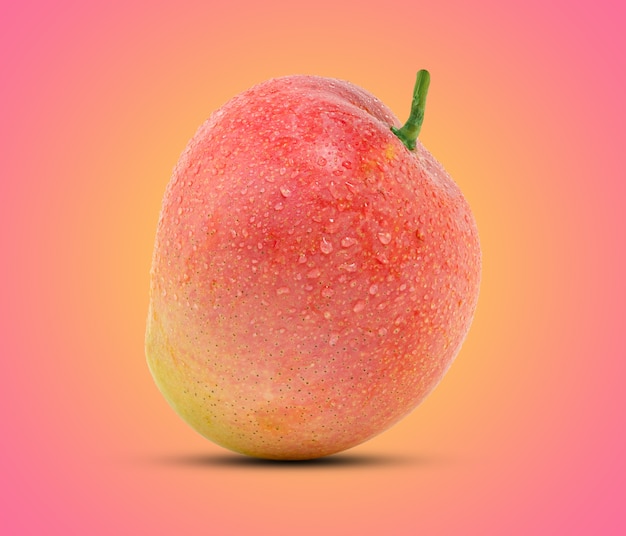 Frutto di mango su sfondo rosa con tracciato di ritaglio