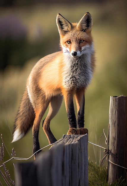 Fuchs steht auf Zaunpfahl IA generativa