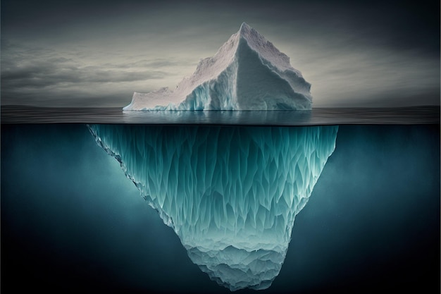Full frame la punta di un iceberg Orizzontale Generativo Ai