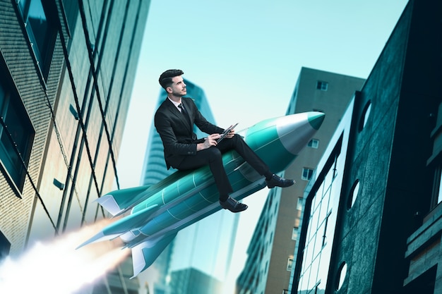 Full shot business rocket man