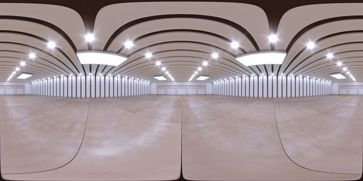 Full spherical hdri panorama 360 degrees of empty exhibition spa