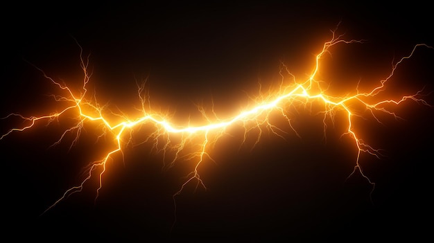 Fulmine elettrico in una tempesta isolata su bianco IA generativa