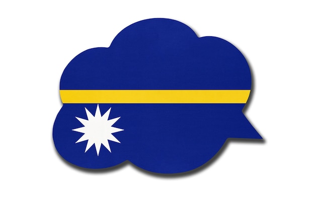 Fumetto 3D con bandiera nazionale Nauruan isolato su priorità bassa bianca. Simbolo del paese di Nauru. Segno di comunicazione mondiale.