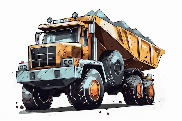 Fumetto articolato del camion della costruzione su fondo bianco