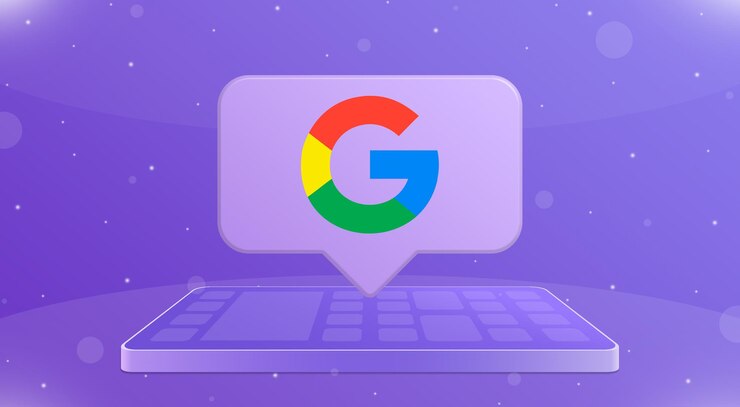 Fumetto con icona logo google su smartphone 3d