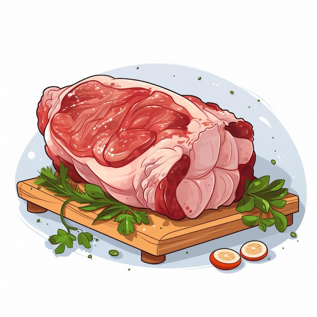 Fumetto dell'illustrazione di vettore 2d della carne di maiale nella priorità bassa bianca Ciao