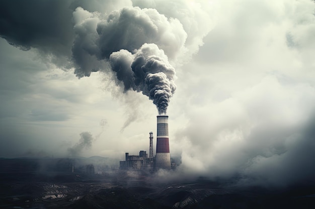 Fumi nocivi emanati da una ciminiera di fabbrica nell'aria rifiuti industriali presenti nell'atmosfera