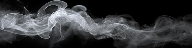 Fumo astratto isolato su sfondo nero Flusso di vapore Fumo su sfondo nero