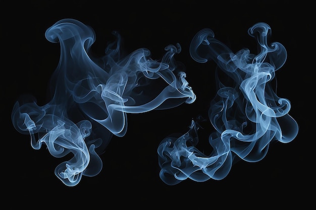 Fumo blu isolato su un modello di sfondo nero per il design