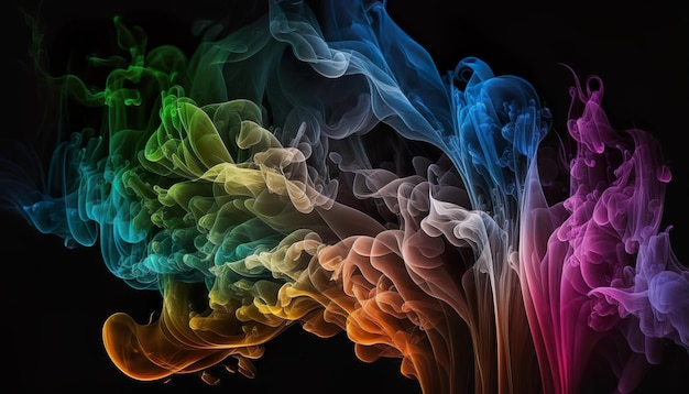 Fumo colorato astratto su uno sfondo scuro sfondo colorato fumoso vape