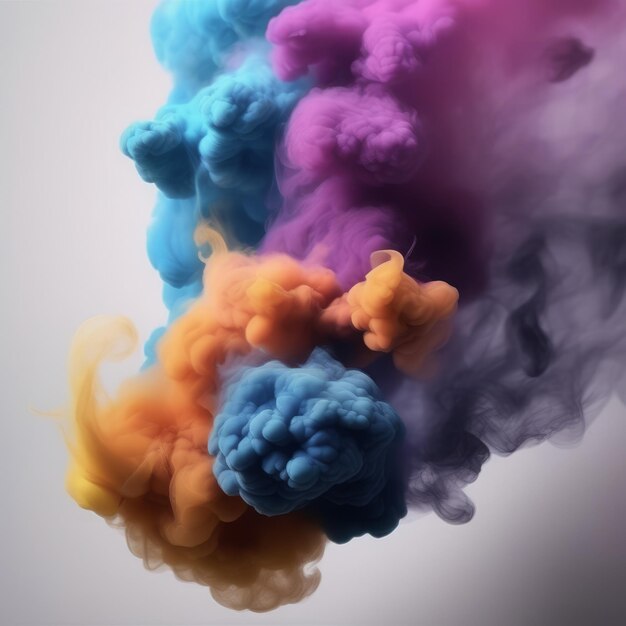 fumo di colori blu rosso viola rosa e fumo su uno sfondo nero isolato il concetto o