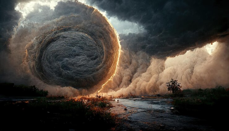 Foto fumo effetto portale fantasy che si muove in una formazione circolare universo di fantascienza esplorazione portale verso l'altra dimensione rendering 3d illustrazione raster