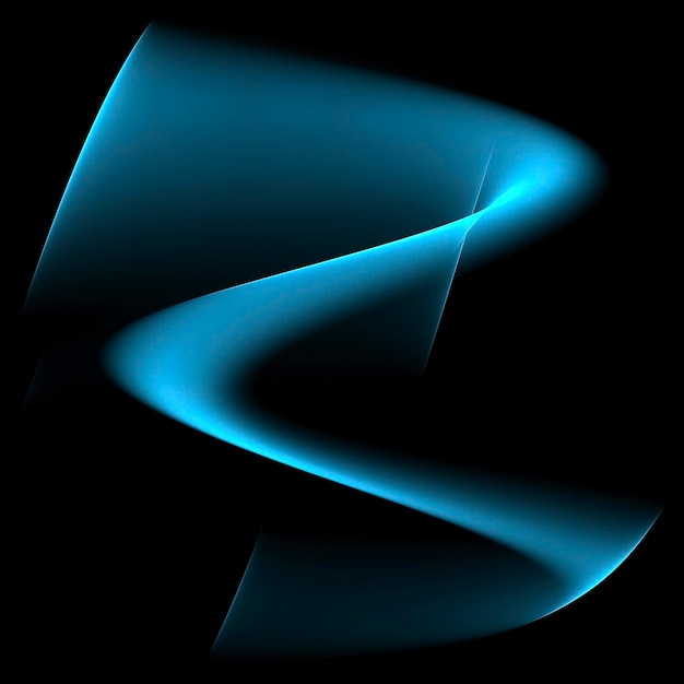 Fumo futuristico Colore blu neon Linee geometriche chiare su sfondo nero Luce mistica al neon