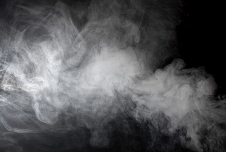 Foto fumo grigio su sfondo nero