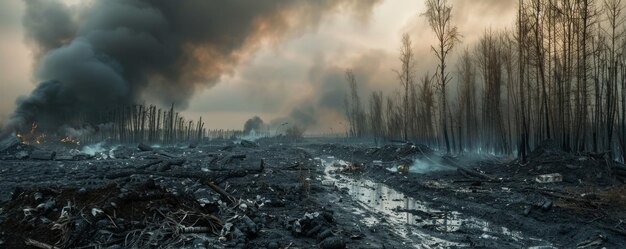 Fumo inquinato della Terra sullo sfondo spazzatura a terra