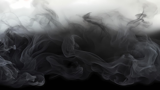 fumo si alza da uno sfondo nero con un bordo bianco AI generativa