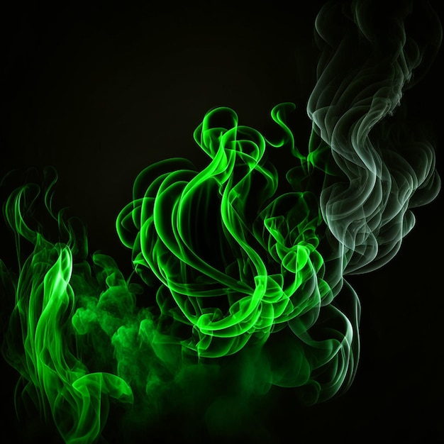 Fumo verde diffuso sullo sfondo nero