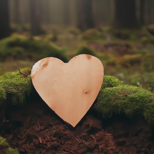 funerale Simpatia del cuore o cuore funebre in legno vicino a un albero IA generativa