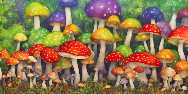 Funghi amanita multicolori