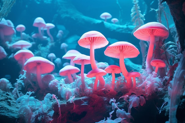 Funghi catturati con la fotografia a infrarossi per un effetto ultraterreno