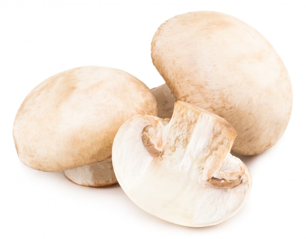 Funghi champignon freschi isolati su bianco